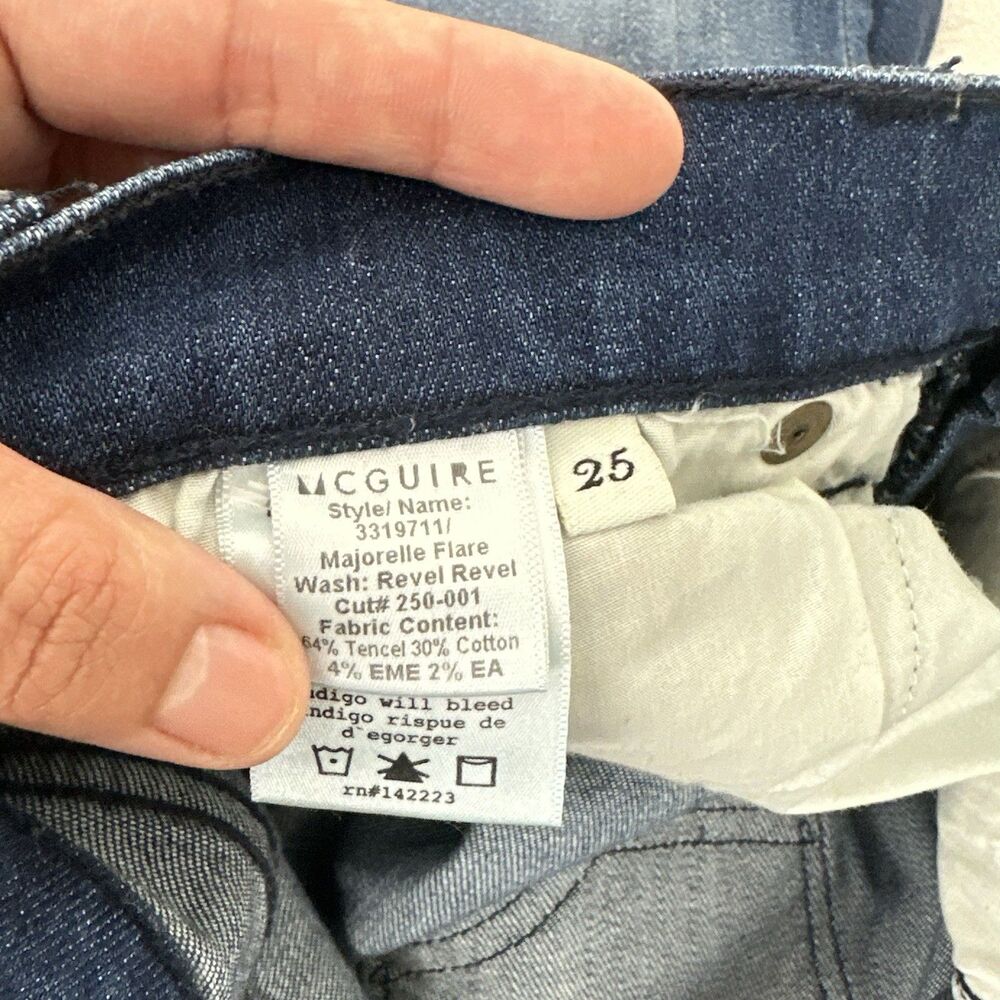 McGuire Majorelle Flare Jeans 25 Dark Wash Stretch Boho 70s High Rise Denim - Picture 10 of 12